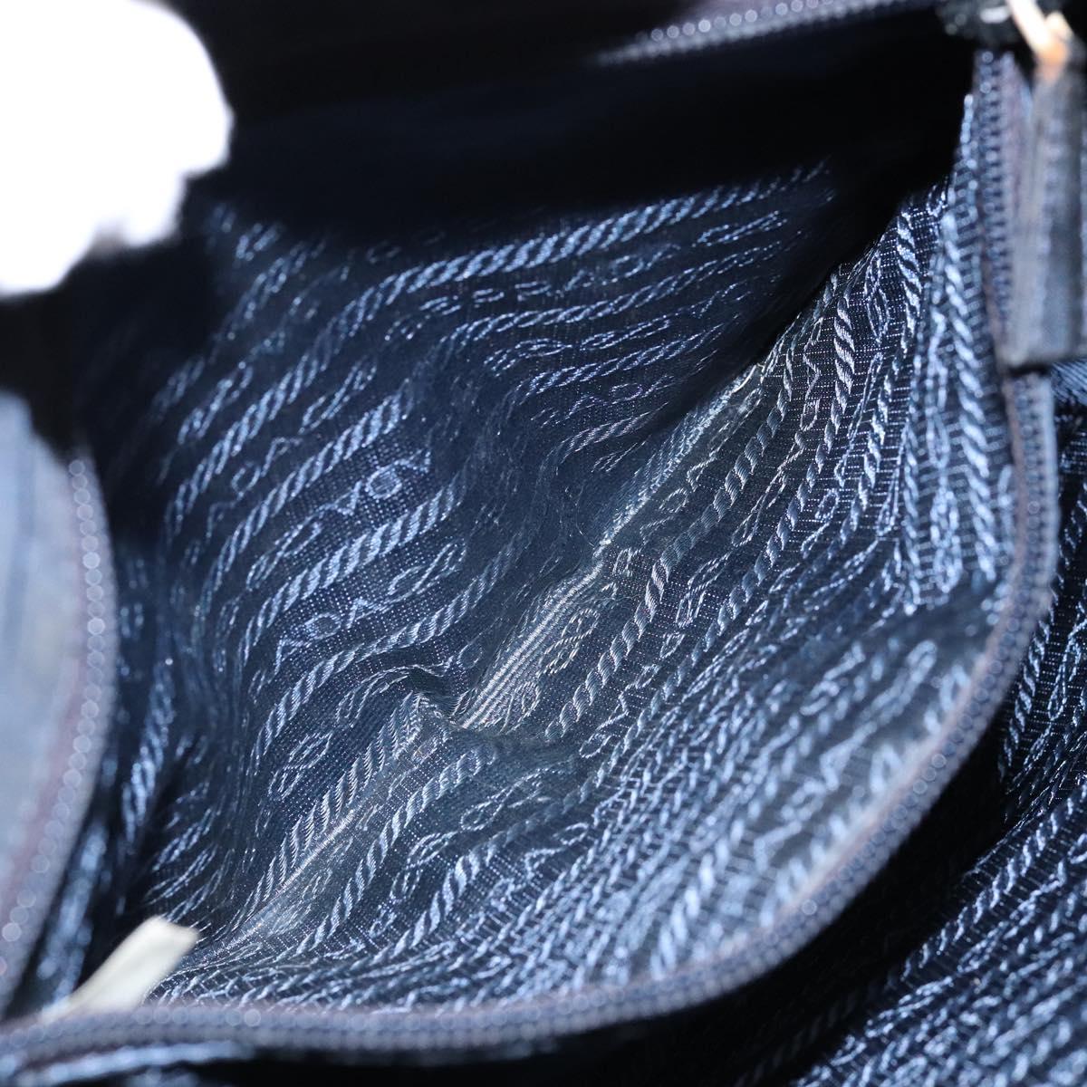 PRADA Hand Bag Nylon Navy Gold Auth 141629