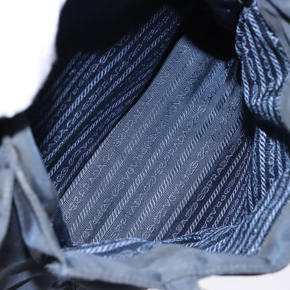 PRADA Hand Bag Nylon Navy Gold Auth 141629