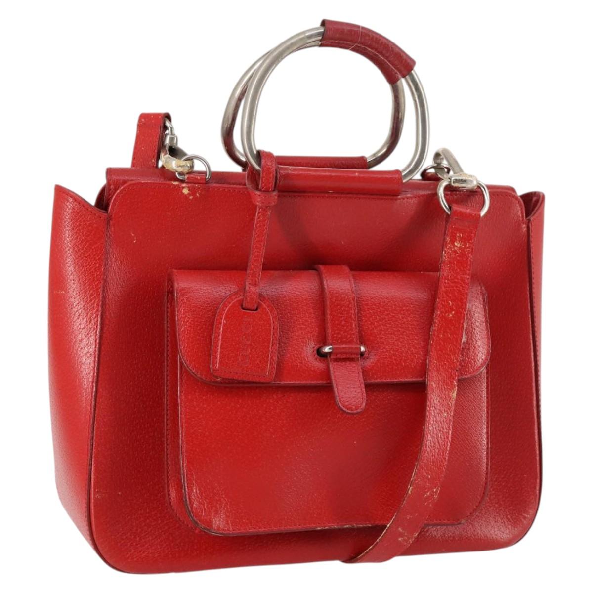 GUCCI Hand Bag Leather 2way Red 000 2058 0307 5 Auth 141632