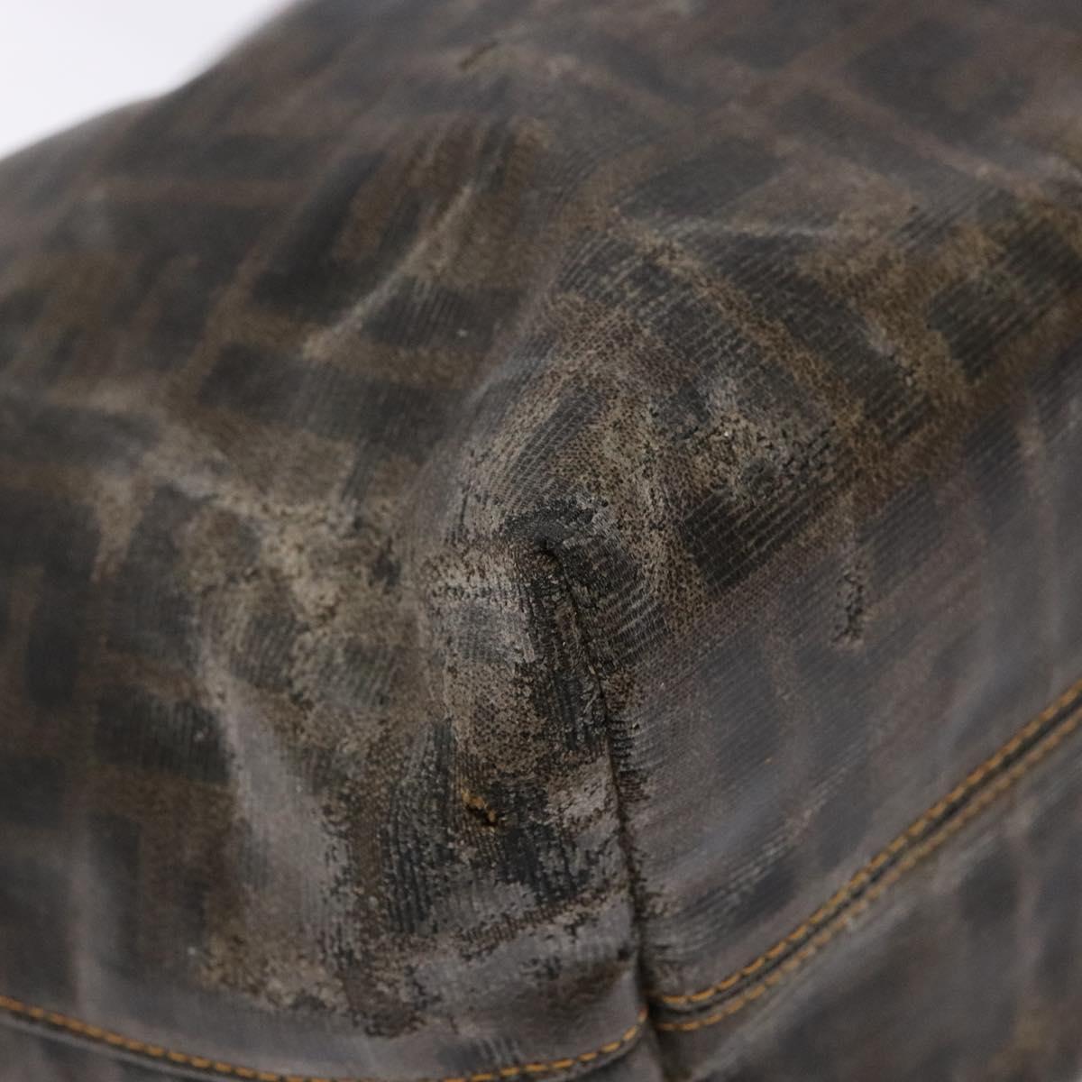 FENDI Zucca Canvas Tote Bag Black Brown Auth 141633