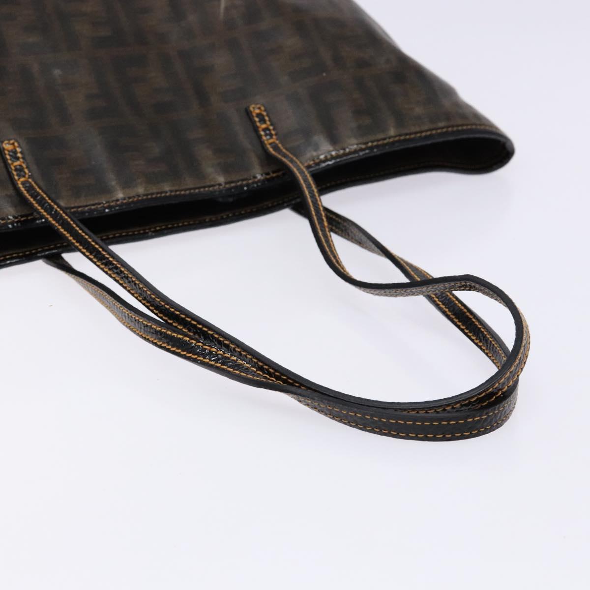 FENDI Zucca Canvas Tote Bag Black Brown Auth 141633