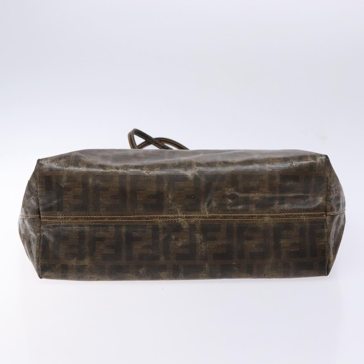 FENDI Zucca Canvas Tote Bag Black Brown Auth 141633