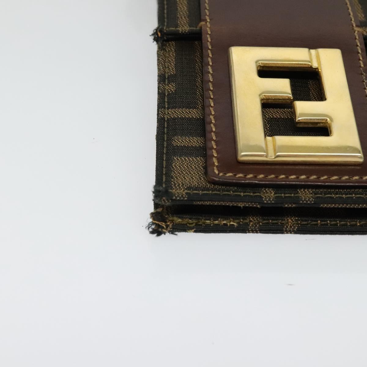FENDI Zucca Canvas Shoulder Bag Black Brown gold Auth 141634