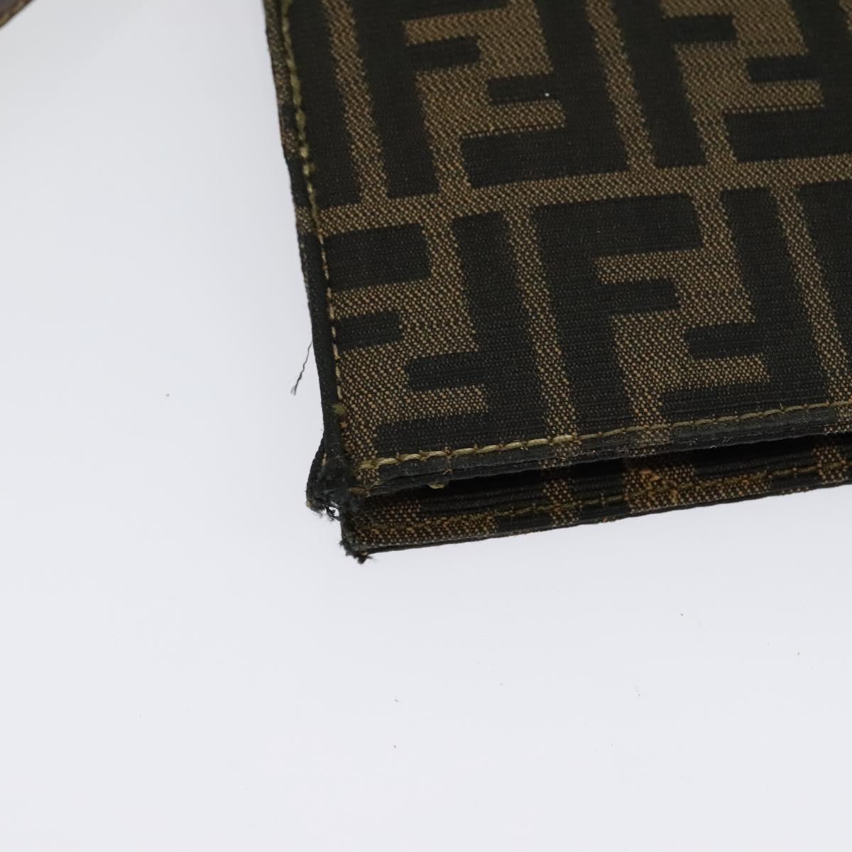FENDI Zucca Canvas Shoulder Bag Black Brown gold Auth 141634