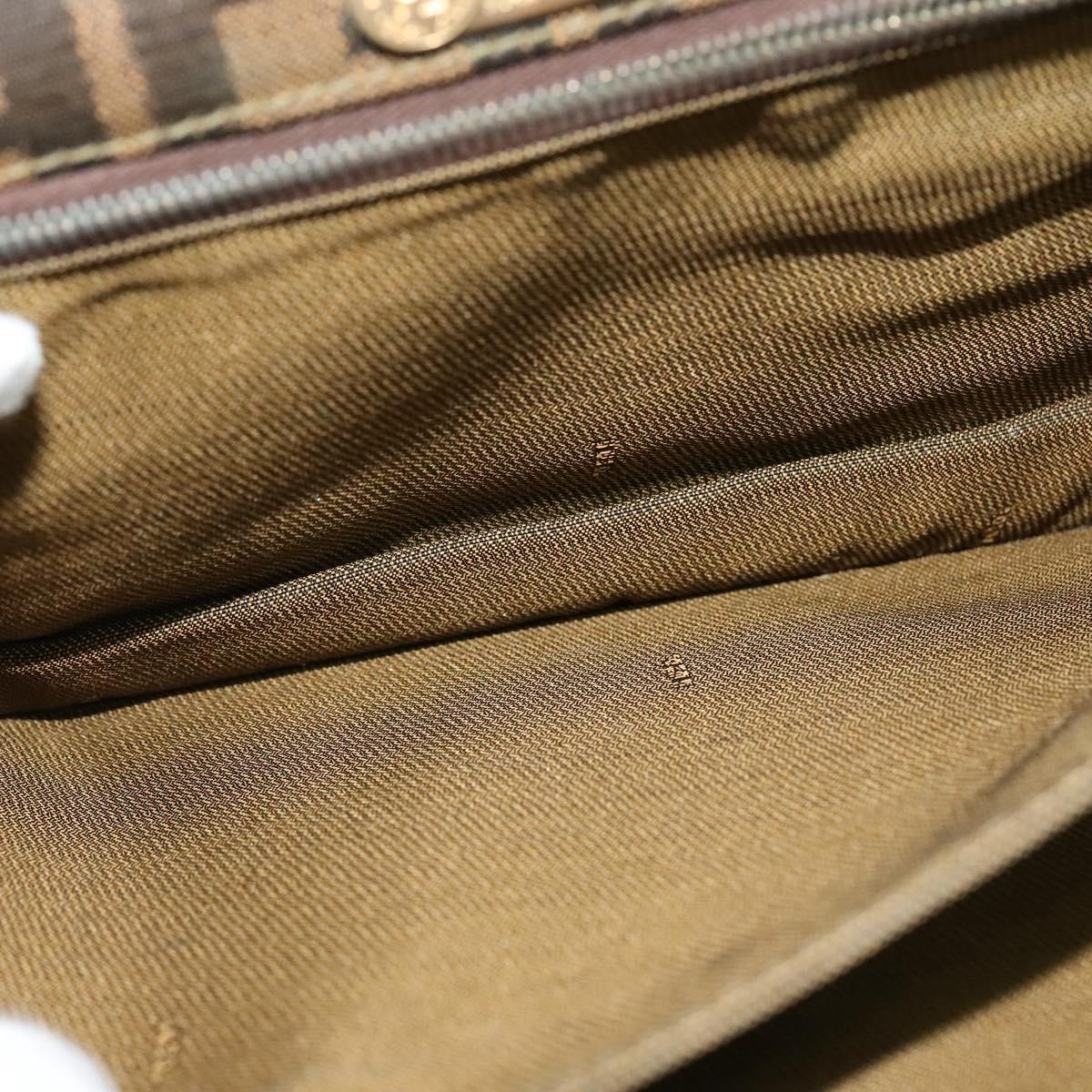 FENDI Zucca Canvas Shoulder Bag Black Brown gold Auth 141634