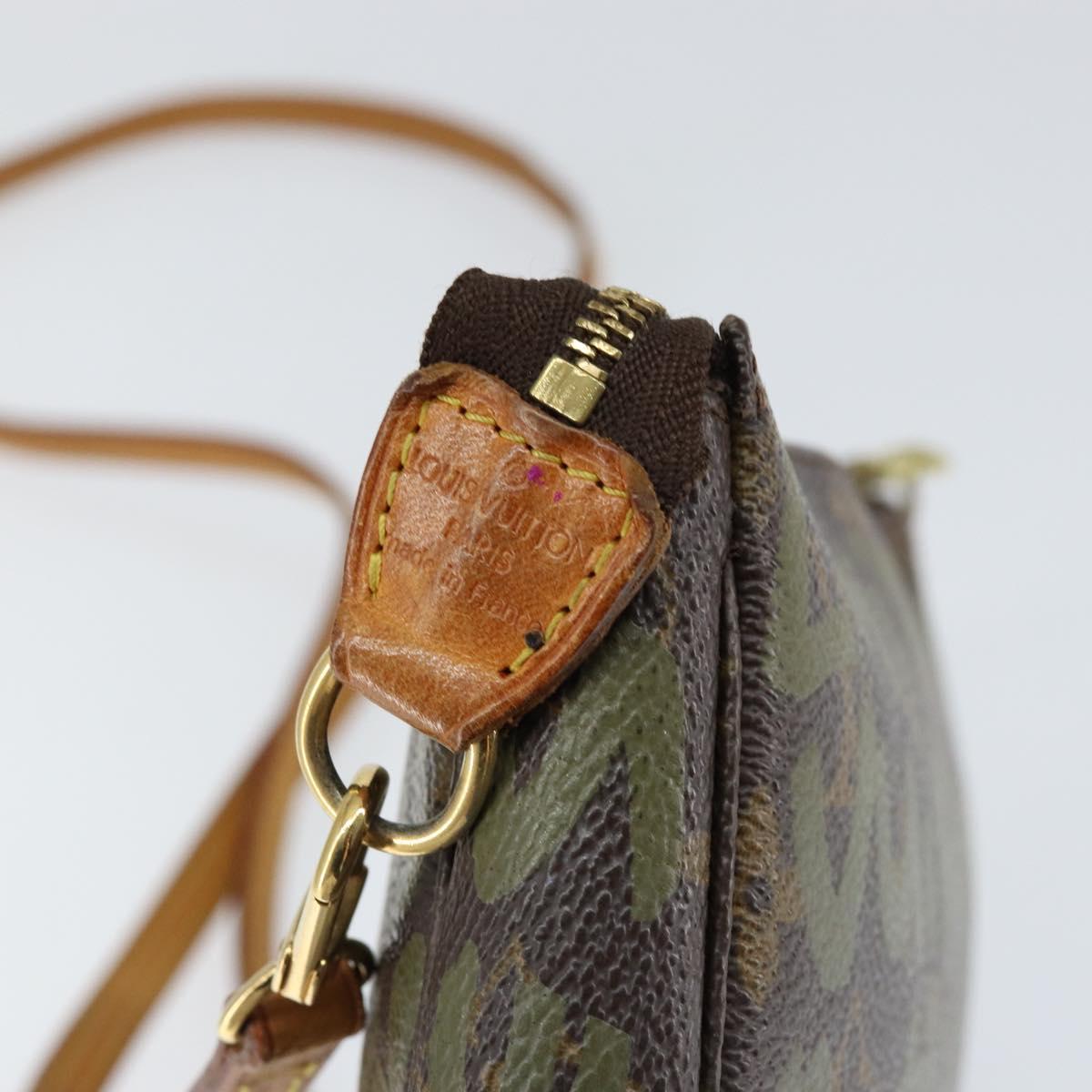 LOUIS VUITTON Graffiti Pochette Accessoires Pouch Khaki M92191 LV Auth 141678