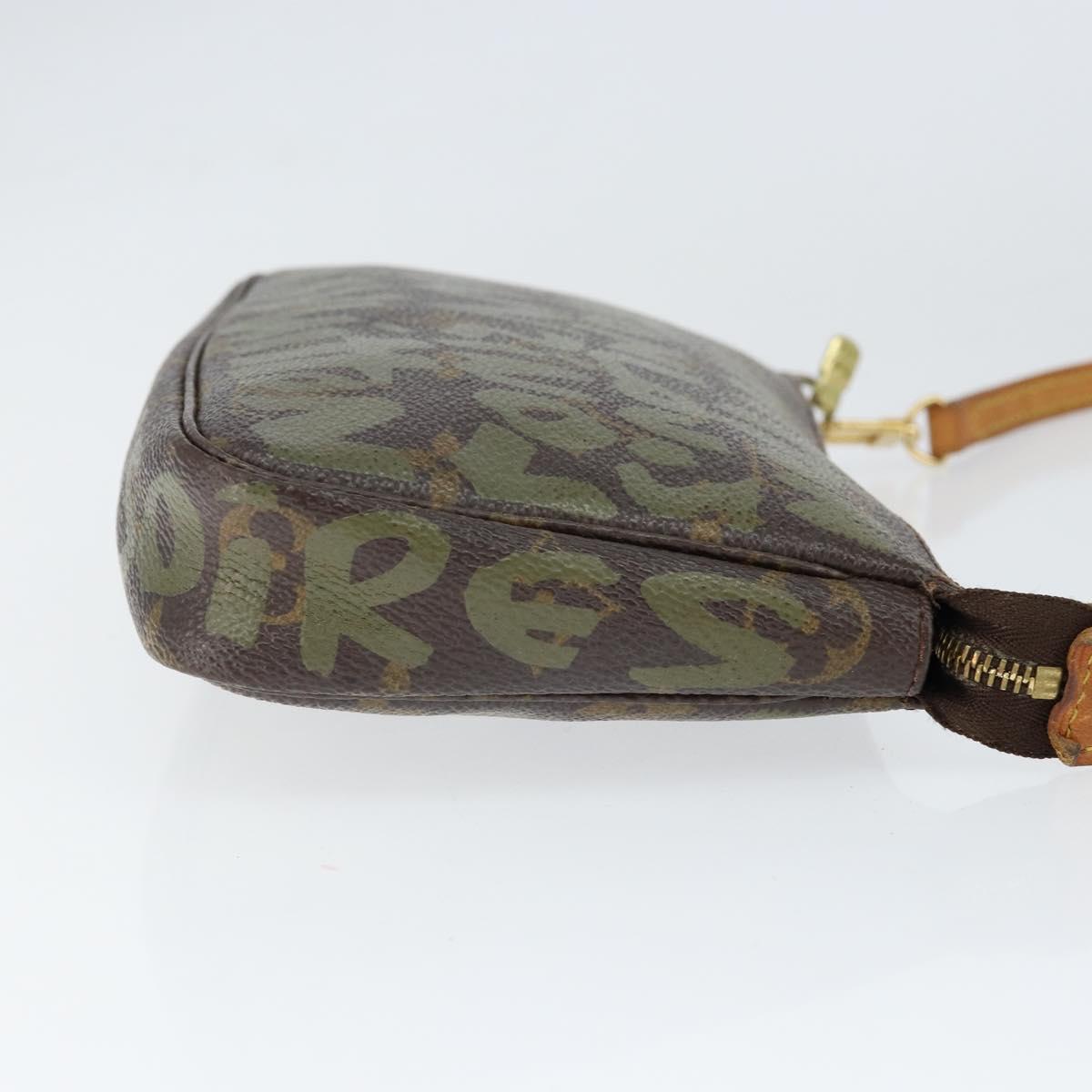 LOUIS VUITTON Graffiti Pochette Accessoires Pouch Khaki M92191 LV Auth 141678