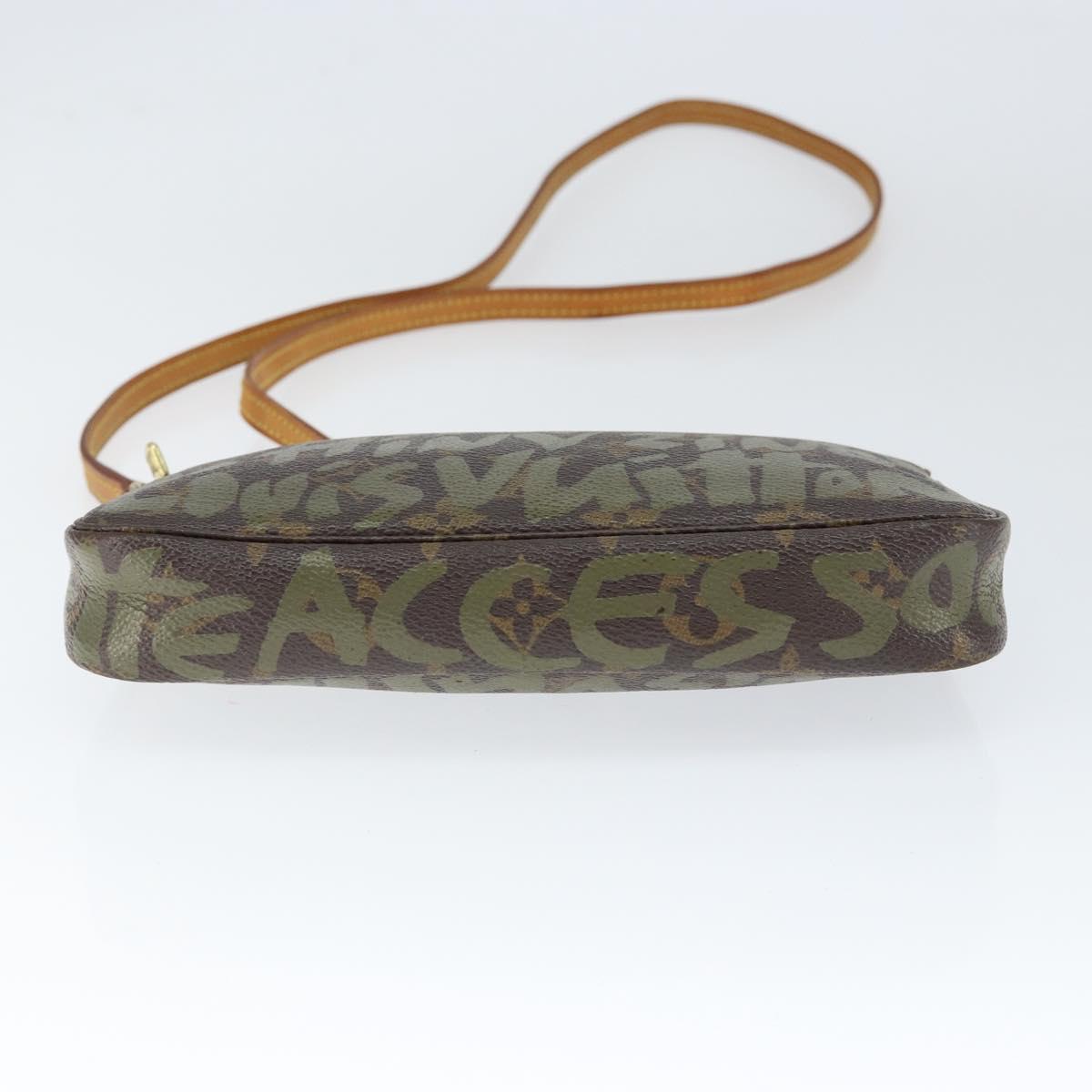 LOUIS VUITTON Graffiti Pochette Accessoires Pouch Khaki M92191 LV Auth 141678