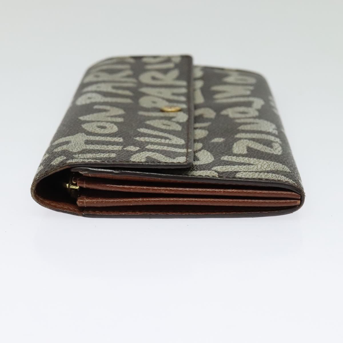 LOUIS VUITTON Graffiti Porte Monnaie Credit Long Wallet White M92189 Auth 141686