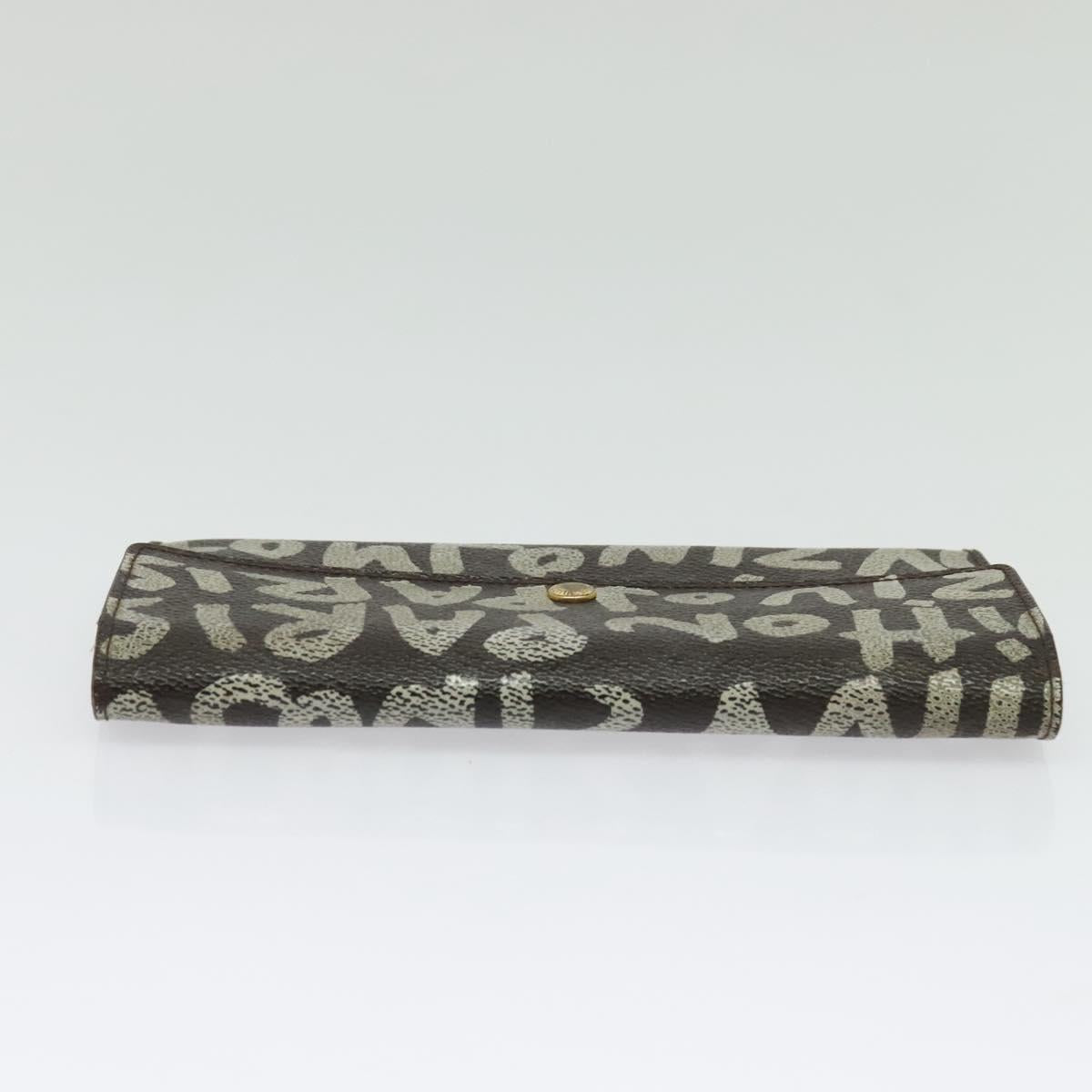 LOUIS VUITTON Graffiti Porte Monnaie Credit Long Wallet White M92189 Auth 141686