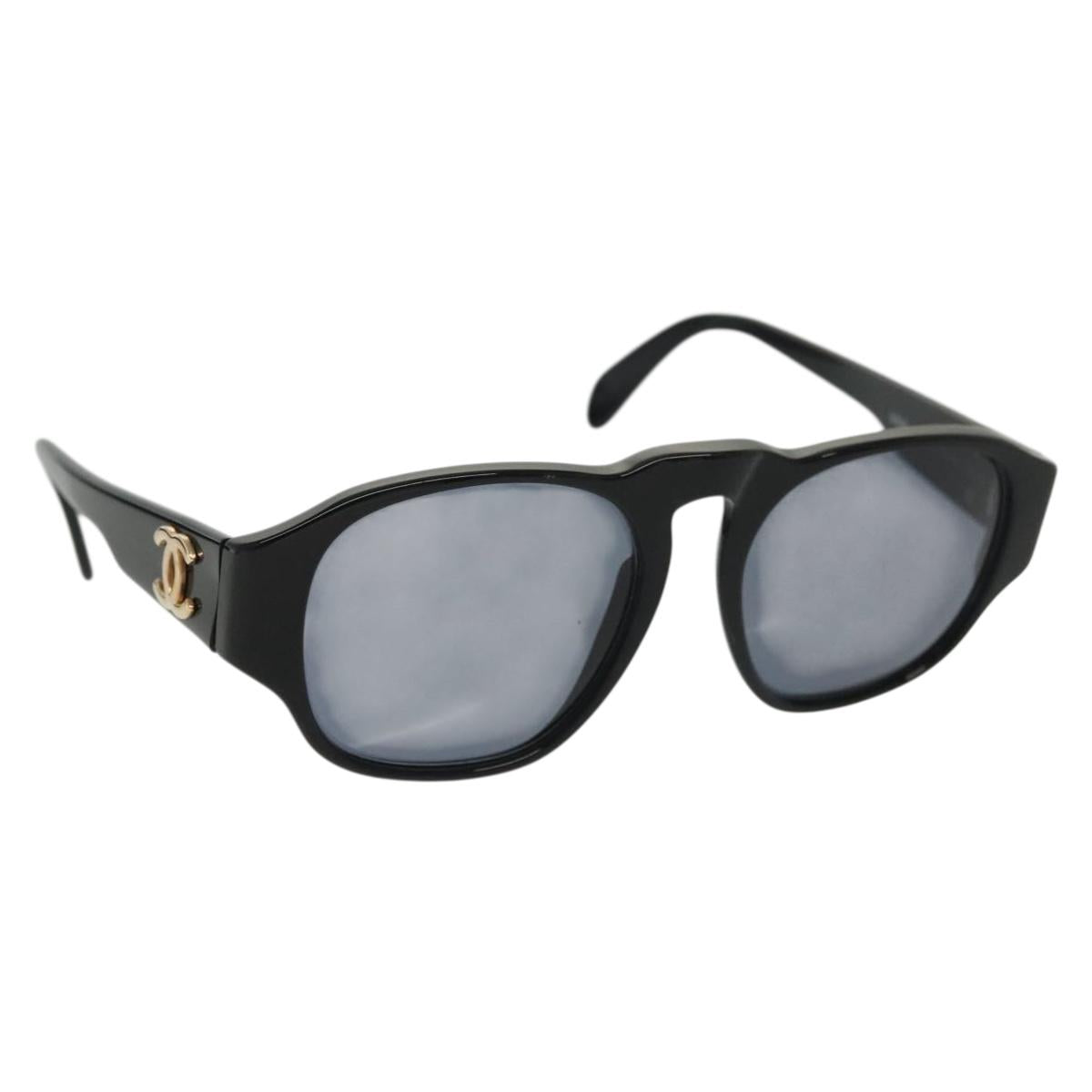 CHANEL Sunglasses Plastic Black CC Auth 141693