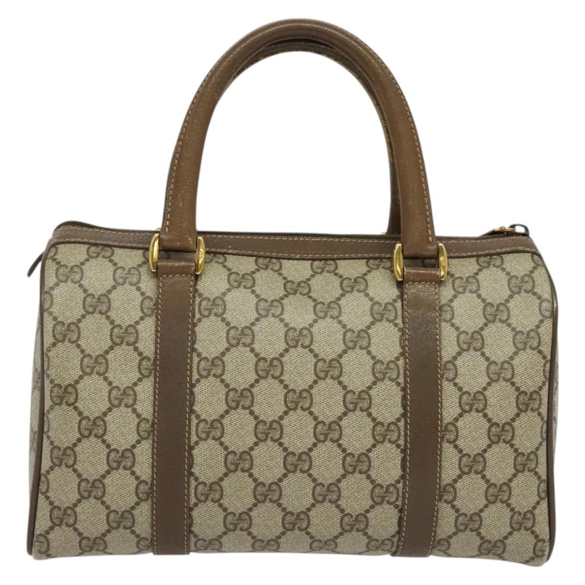 GUCCI GG Supreme Web Sherry Line Boston Bag PVC Beige Gold 40 02 006 Auth 141698
