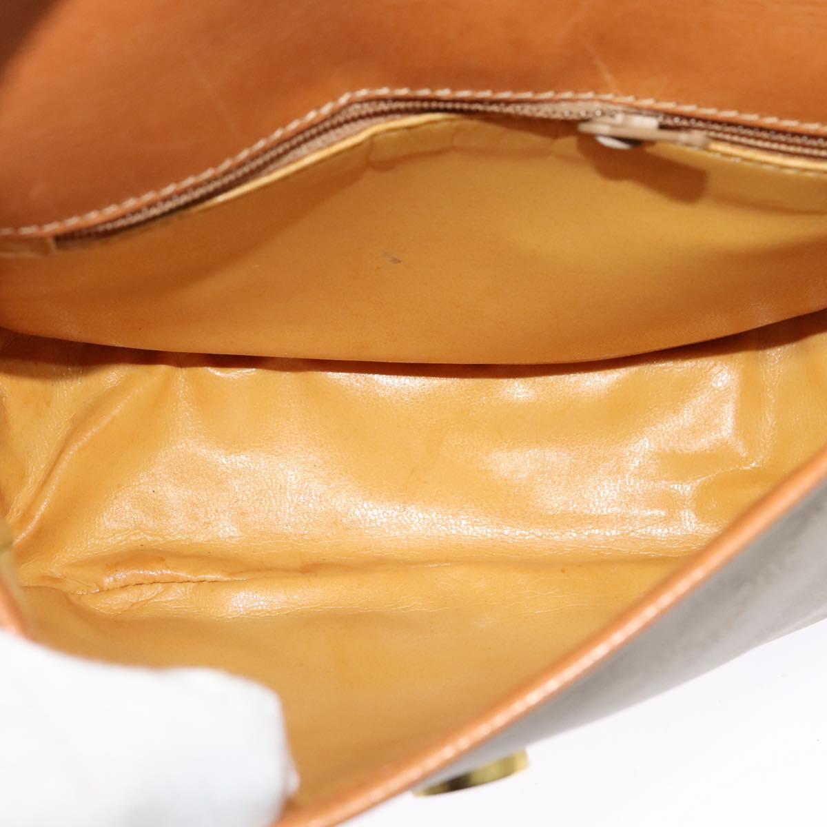 CELINE Macadam Canvas Shoulder Bag PVC Beige Gold Auth 141702