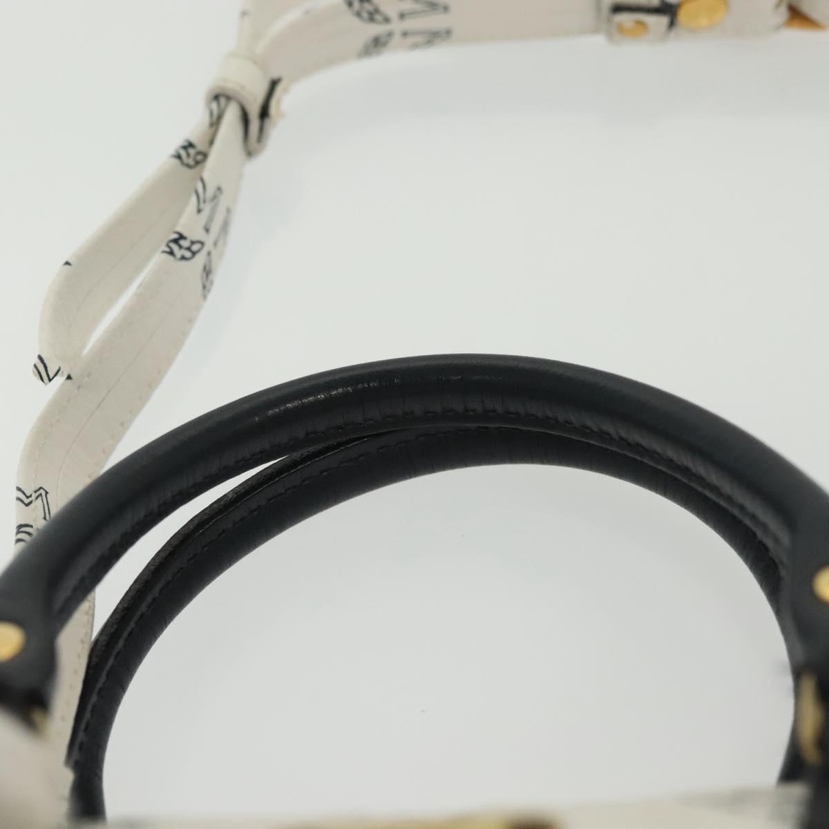 MCM Logogram Vicetos Mini Hand Bag PVC 2way White Gold Auth 141704