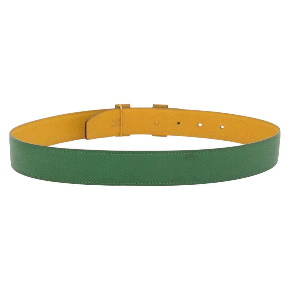 HERMES Constance H Belt Leather 33.5"" Green Auth 141710V