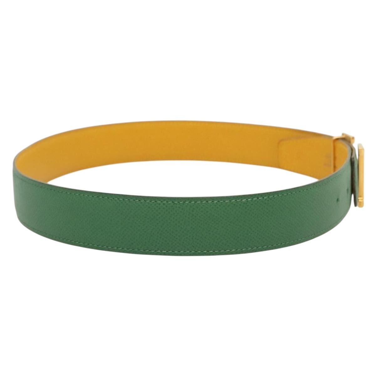 HERMES Constance H Belt Leather 33.5"" Green Auth 141710V