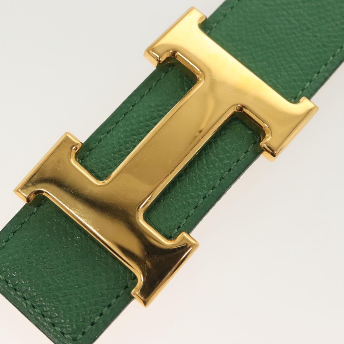 HERMES Constance H Belt Leather 33.5"" Green Auth 141710V