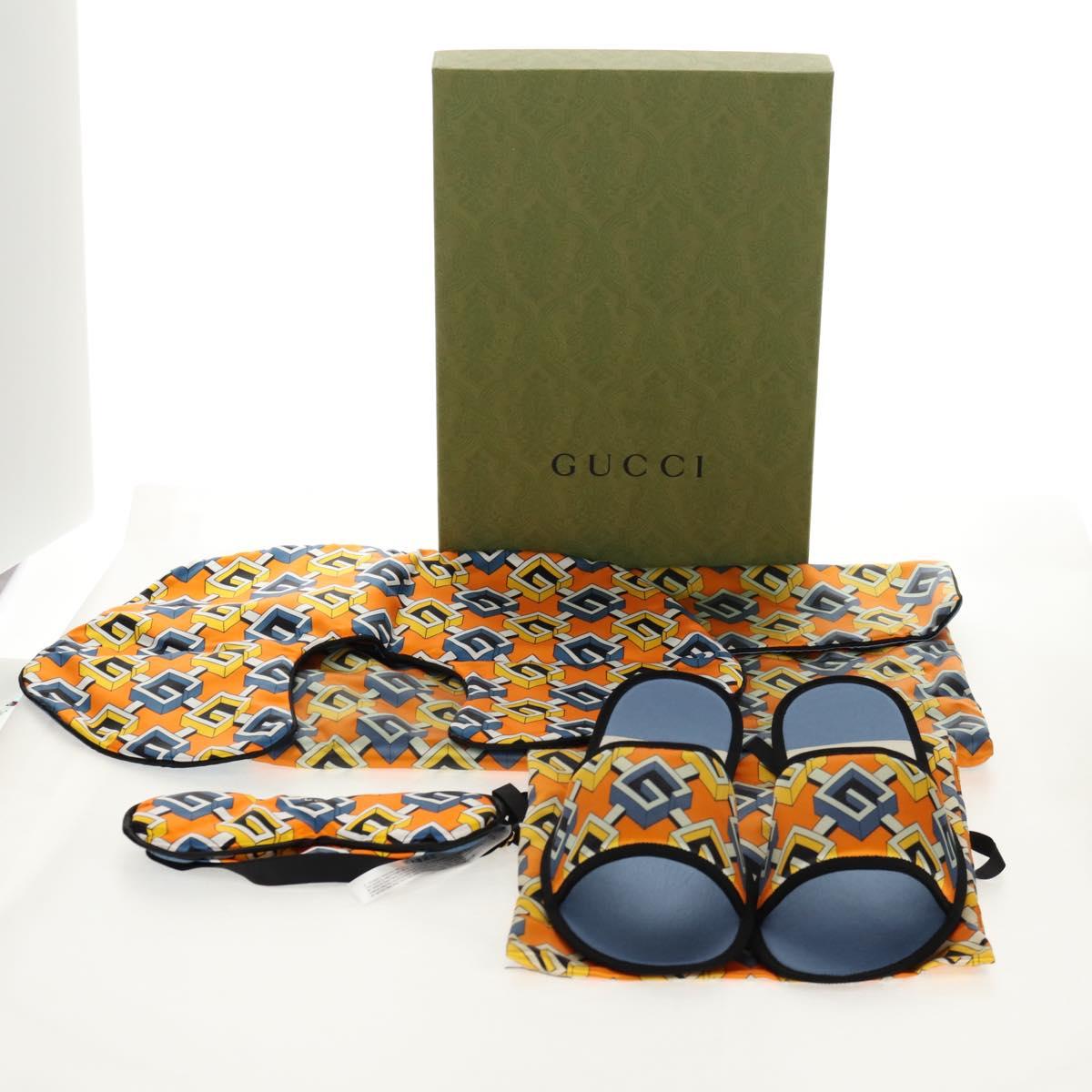 GUCCI Travel Set Travel Case Silk Orange Blue Auth 141722M
