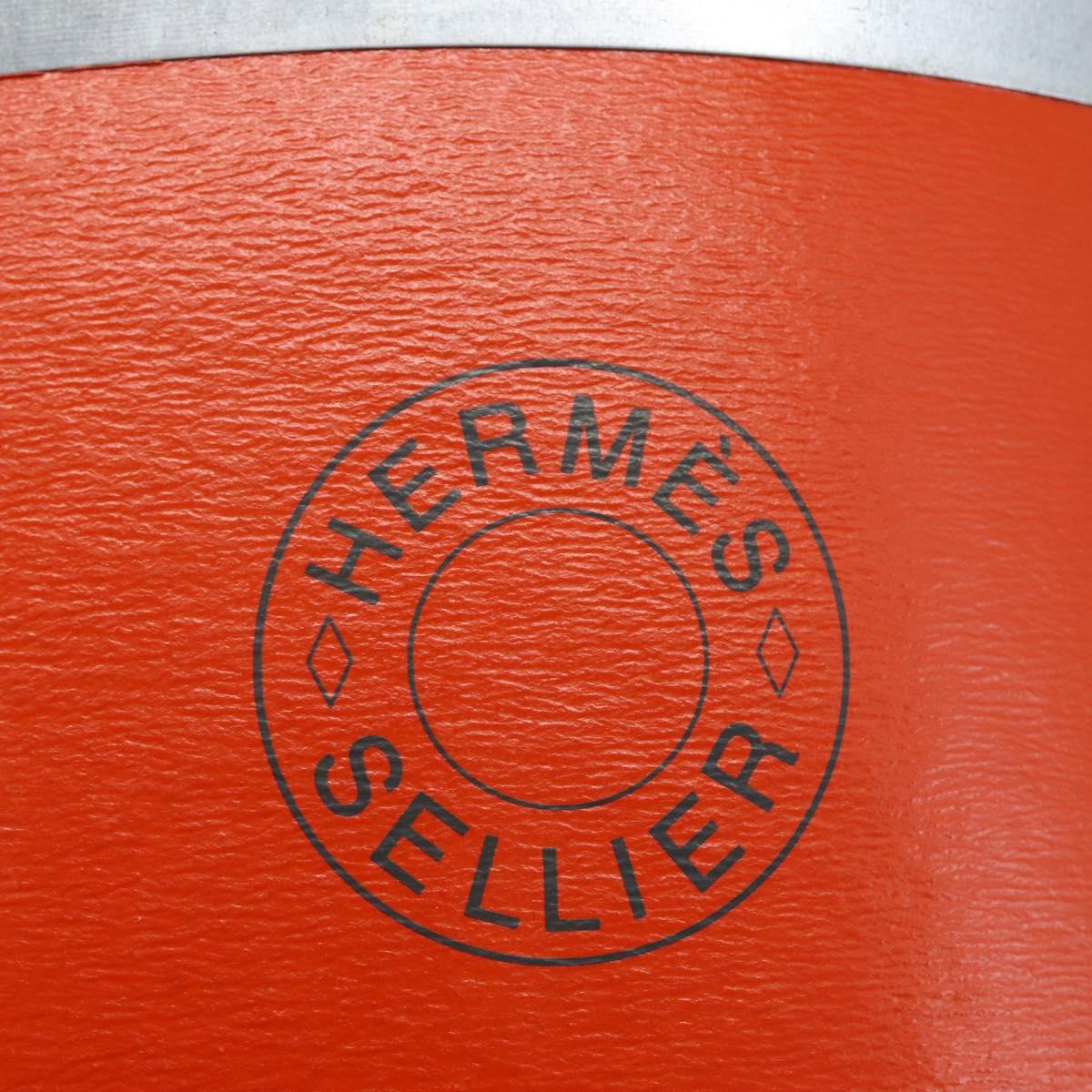 HERMES Saddle Box metal Orange Silver Auth 141723V
