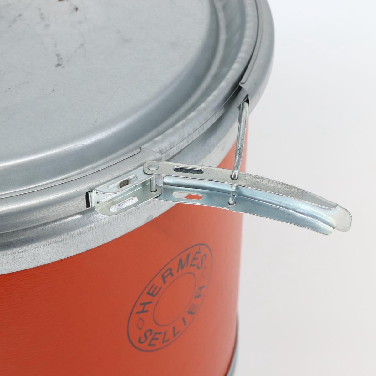 HERMES Saddle Box metal Orange Silver Auth 141723V