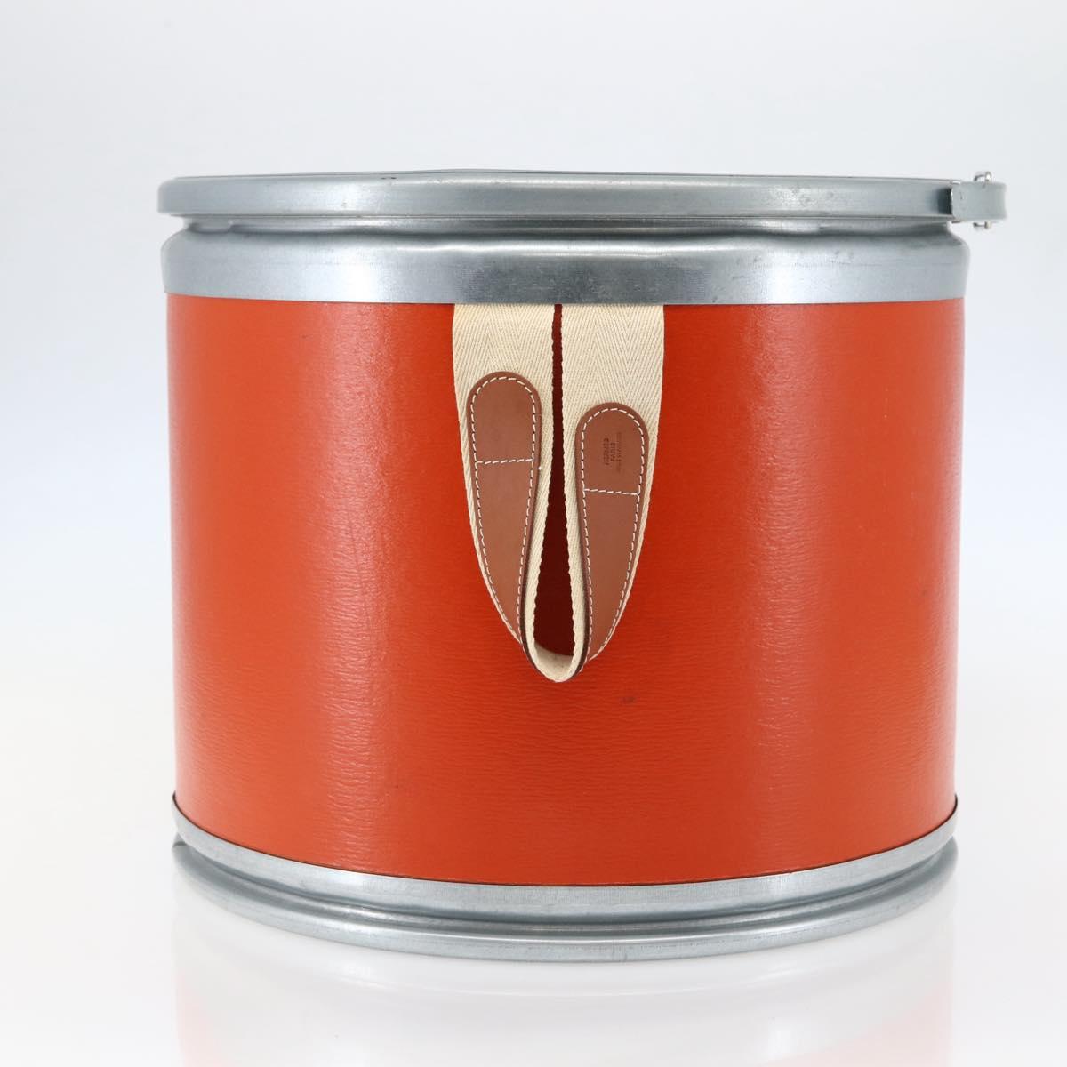 HERMES Saddle Box metal Orange Silver Auth 141723V