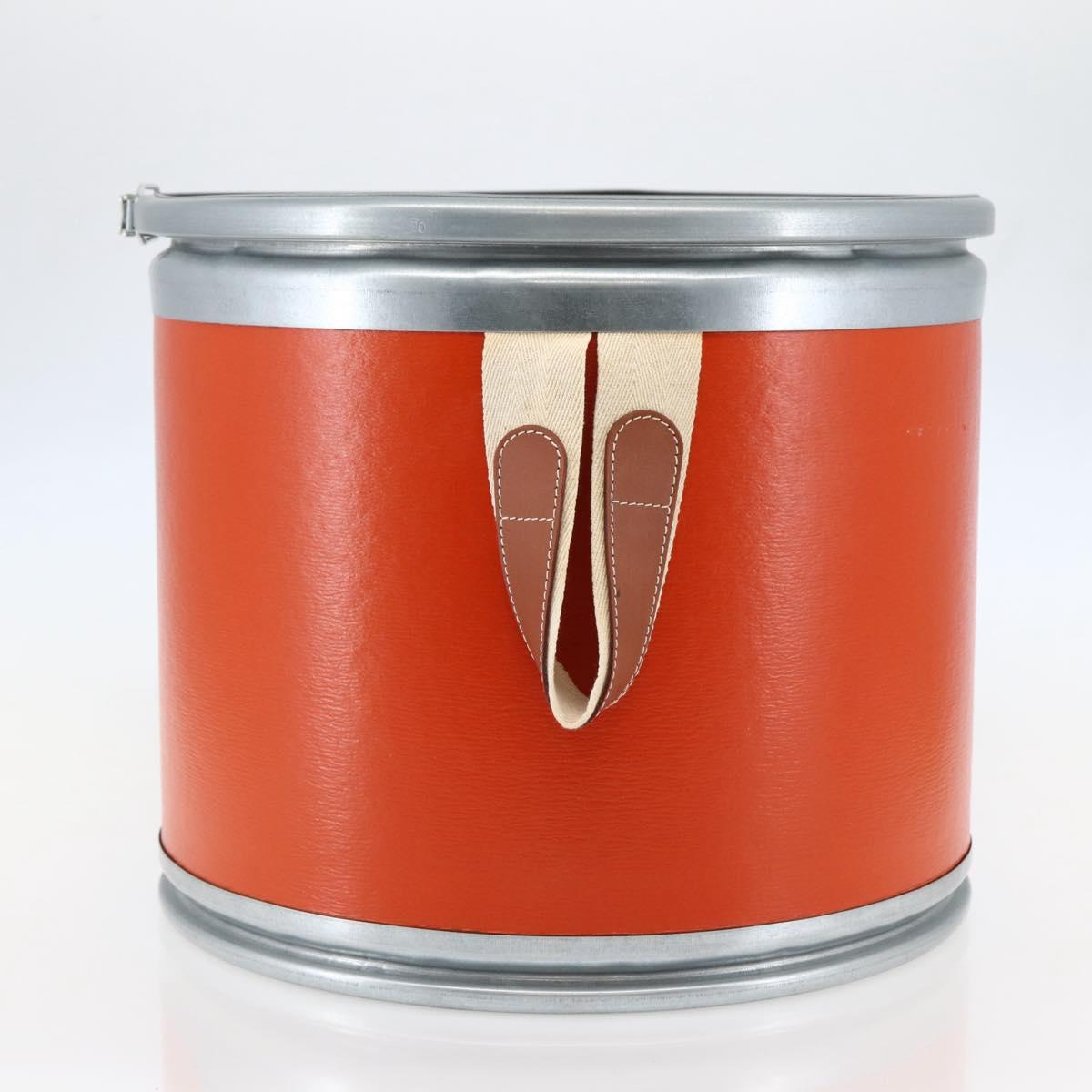 HERMES Saddle Box metal Orange Silver Auth 141723V