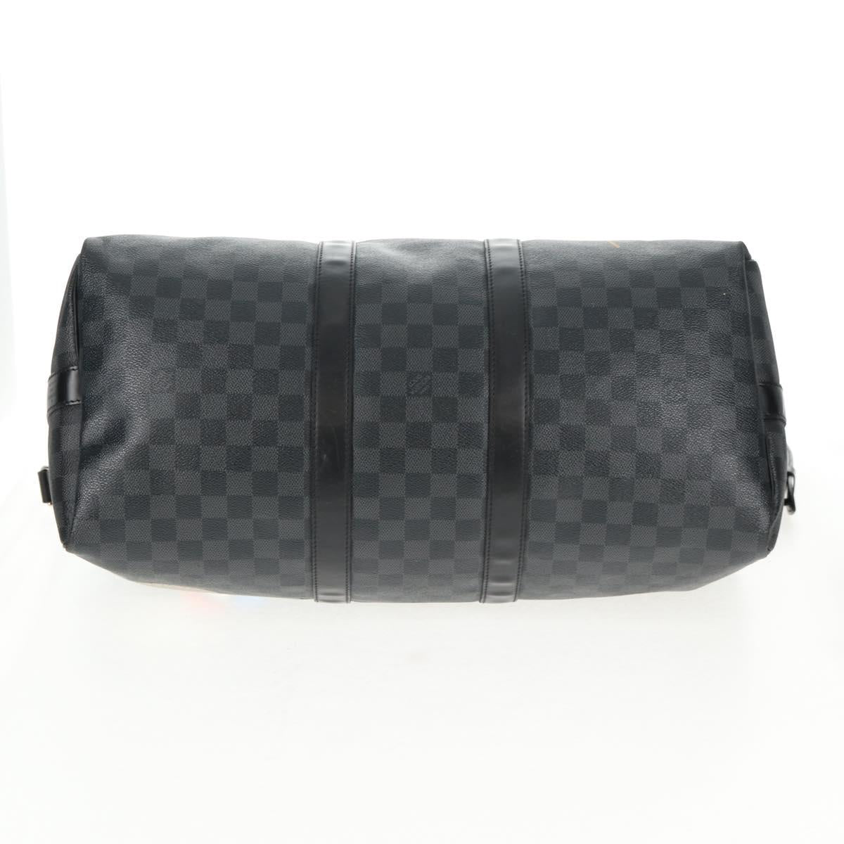 LOUIS VUITTON Damier Graphite Keepall Bandouliere 45 Bag N41057 LV Auth 141724V