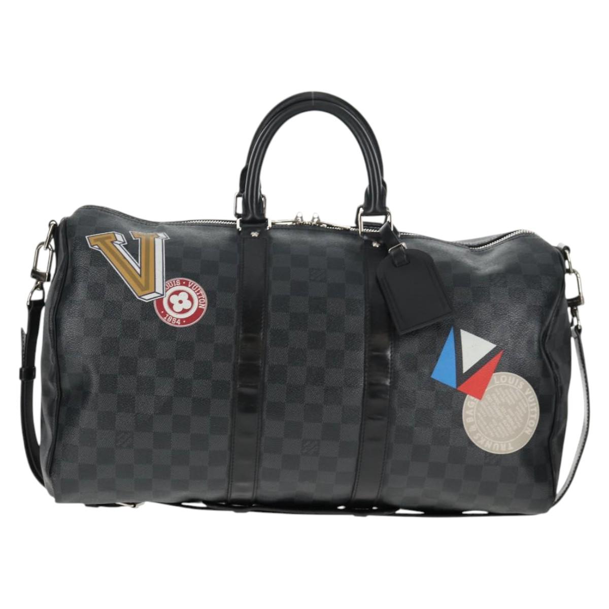LOUIS VUITTON Damier Graphite Keepall Bandouliere 45 Bag N41057 LV Auth 141724V