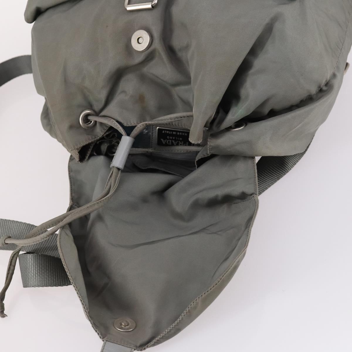 PRADA Backpack Nylon Green Silver Auth 141751