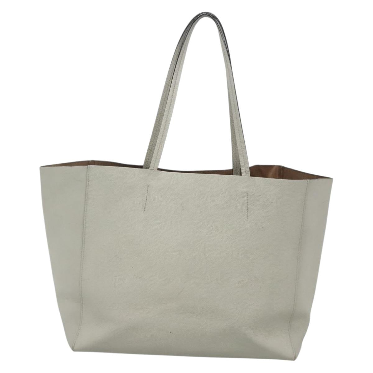 Valextra Tote Bag Leather Light gray Auth 141759