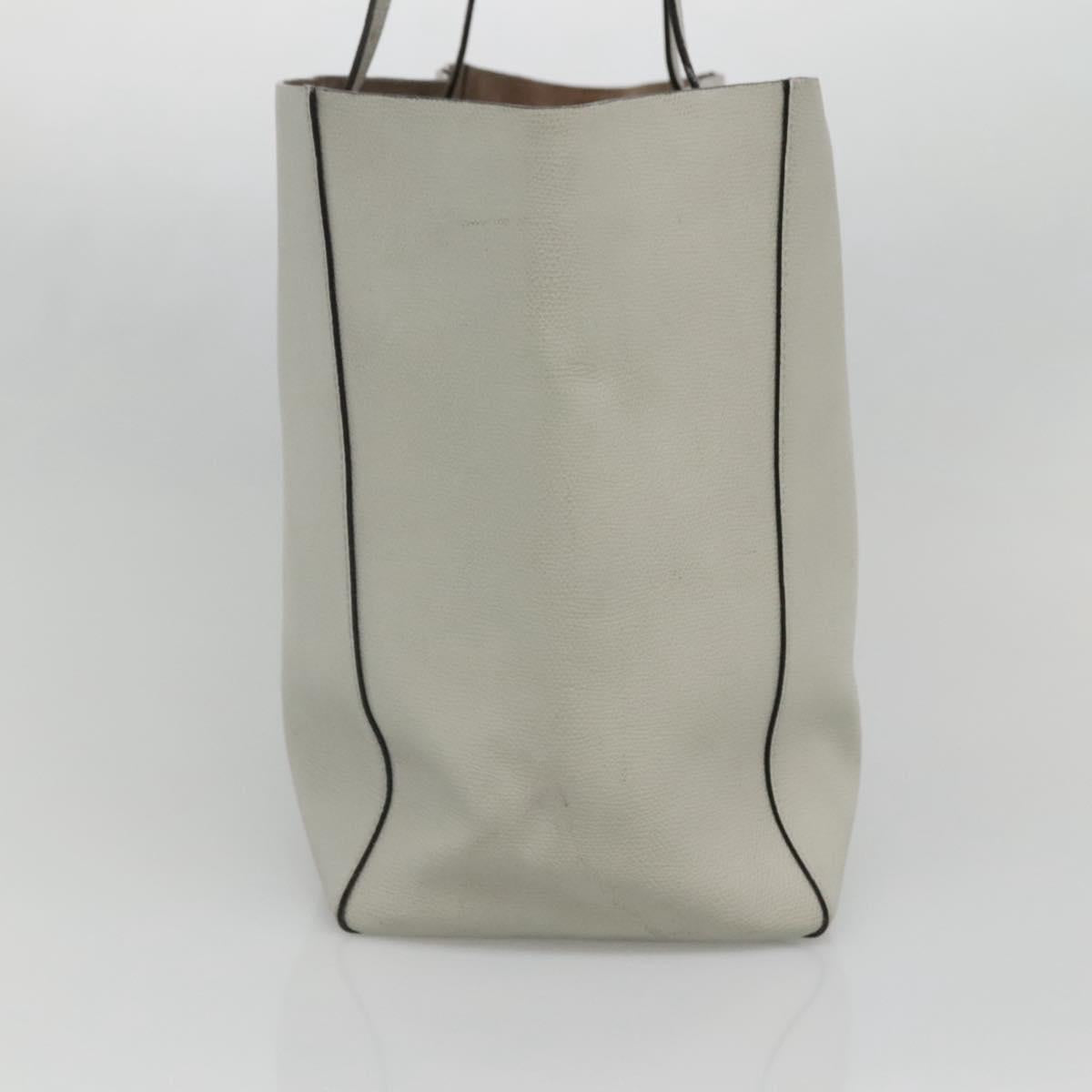 Valextra Tote Bag Leather Light gray Auth 141759