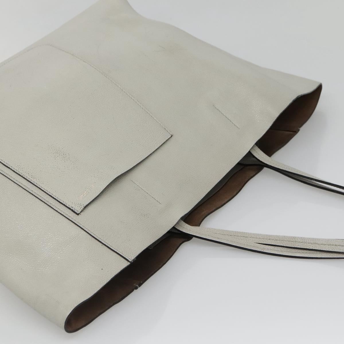 Valextra Tote Bag Leather Light gray Auth 141759