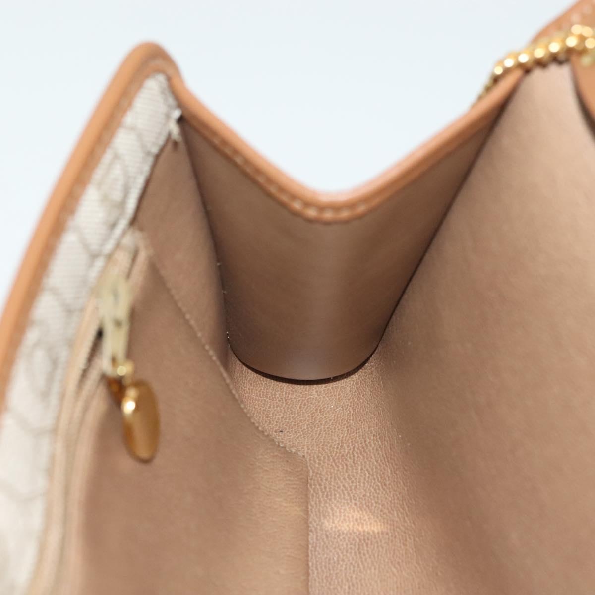 Christian Dior Honeycomb Canvas Chain Shoulder Bag PVC Beige Gold Auth 141763