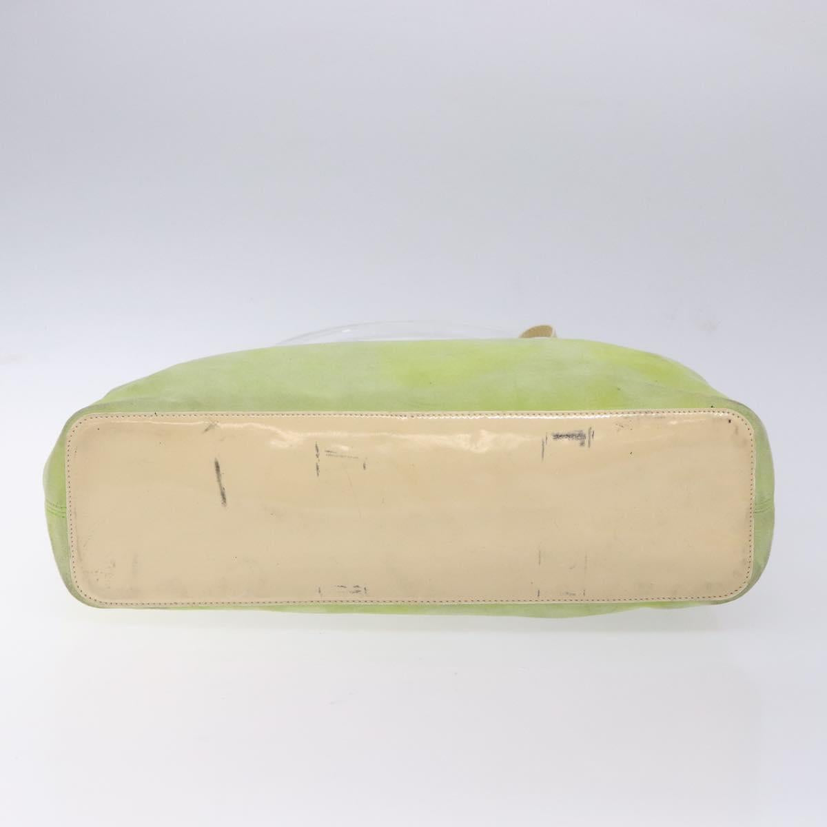 CELINE Hand Bag Suede Silver Light green Auth 141764
