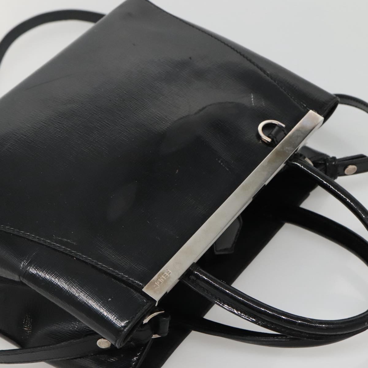 FENDI To joule Hand Bag Patent leather 2way Black Auth 141766