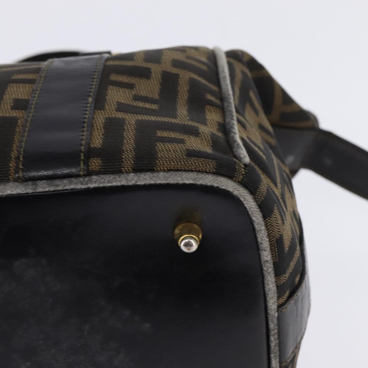 FENDI Zucca Canvas Hand Bag Black Brown Auth 141767