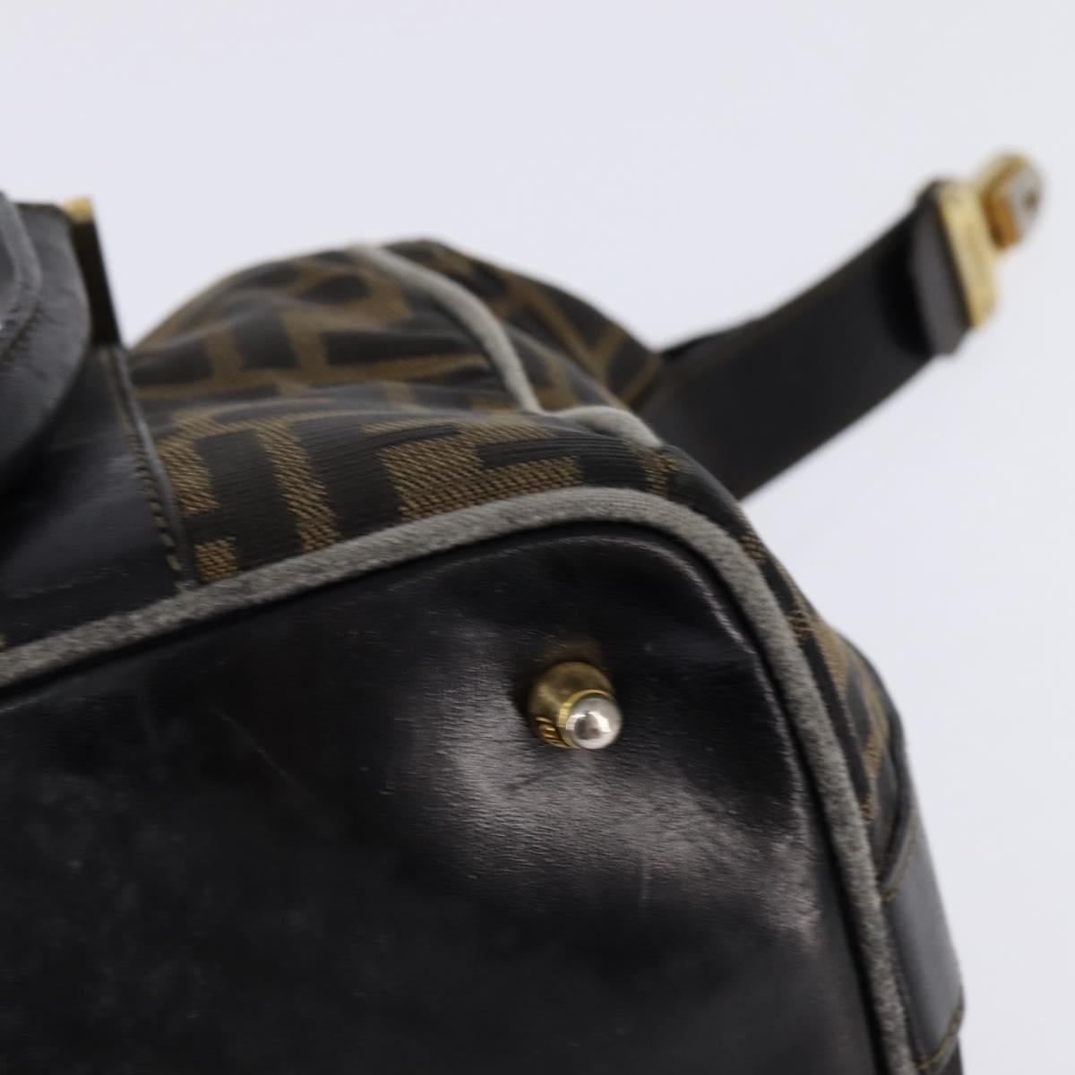 FENDI Zucca Canvas Hand Bag Black Brown Auth 141767