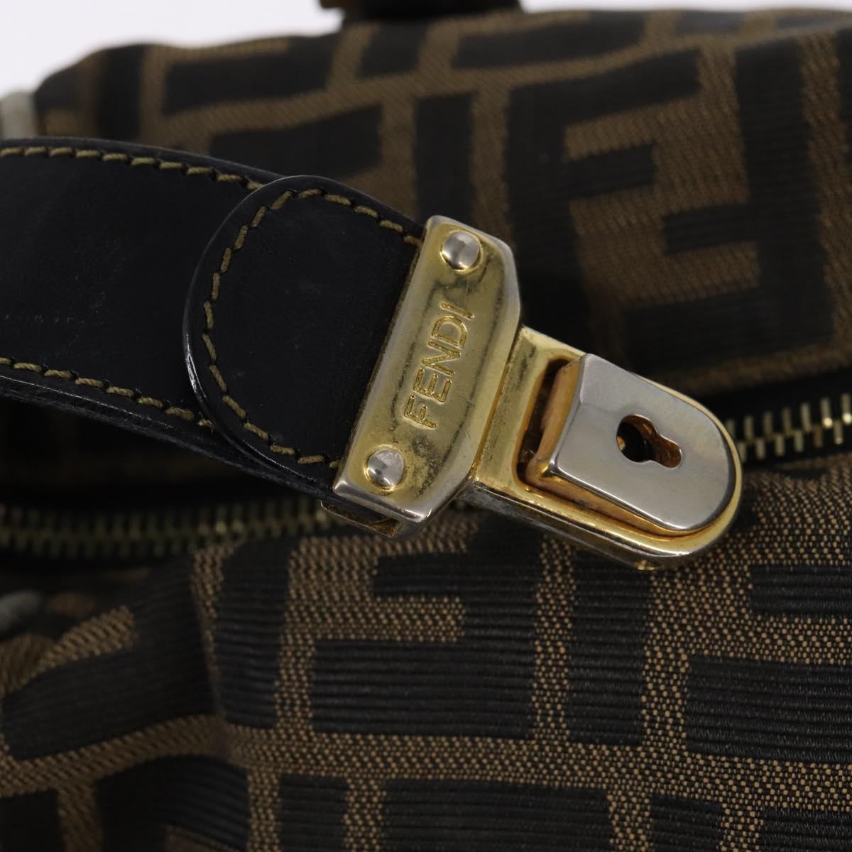 FENDI Zucca Canvas Hand Bag Black Brown Auth 141767