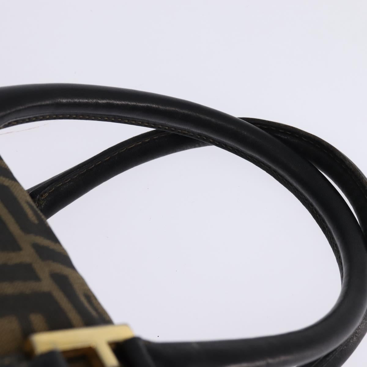 FENDI Zucca Canvas Hand Bag Black Brown Auth 141767