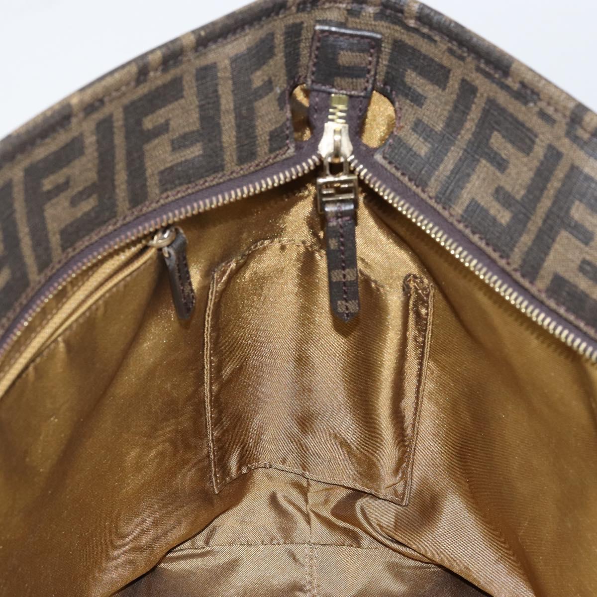 FENDI Zucca Canvas Tote Bag Black Brown Auth 141774