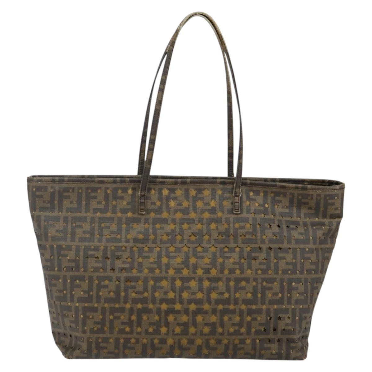 FENDI Zucca Canvas Tote Bag Black Brown Auth 141774