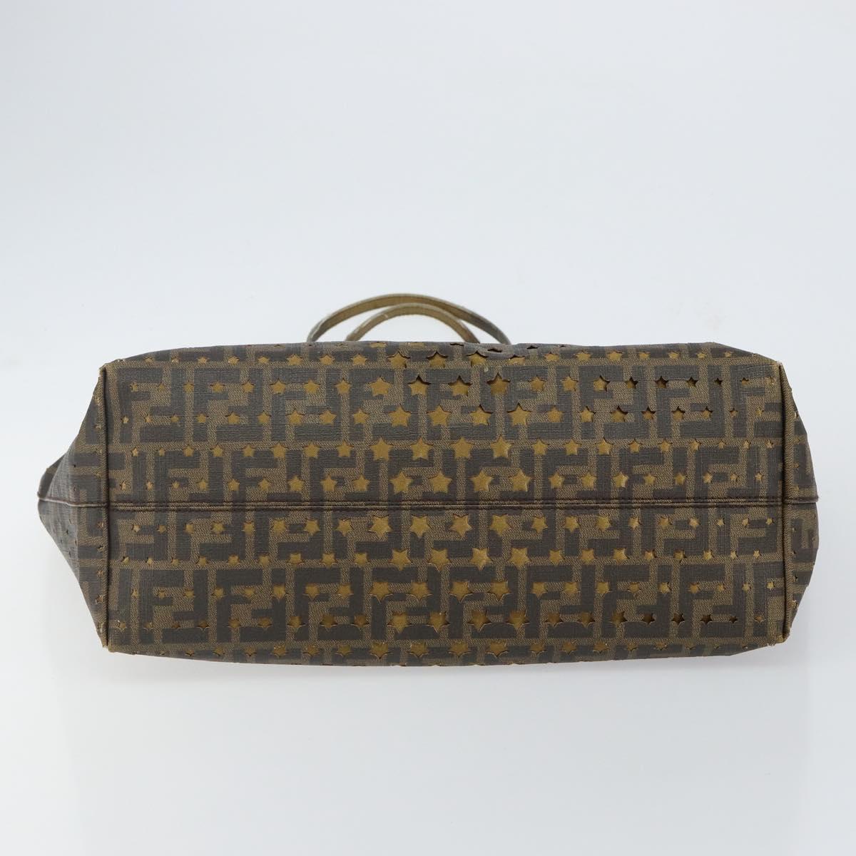 FENDI Zucca Canvas Tote Bag Black Brown Auth 141774