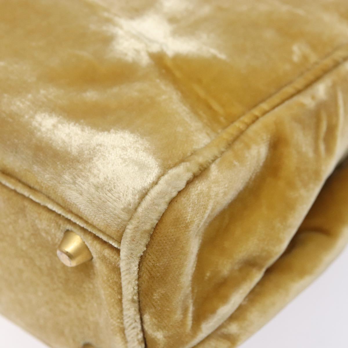 PRADA Hand Bag Velor Yellow Gold Auth 141776