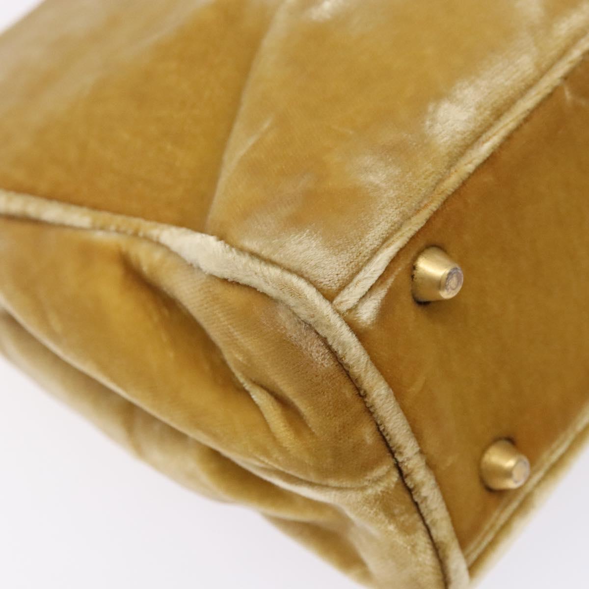 PRADA Hand Bag Velor Yellow Gold Auth 141776