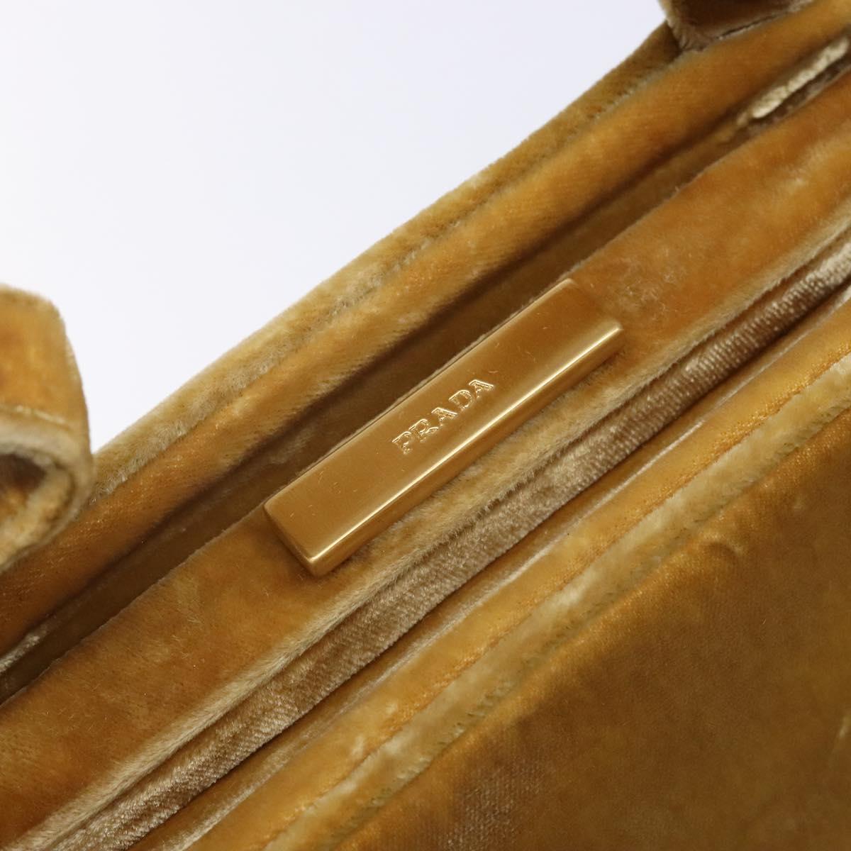 PRADA Hand Bag Velor Yellow Gold Auth 141776