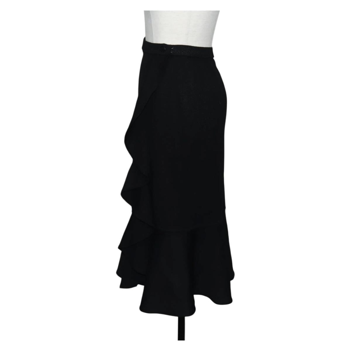 Christian Dior Wrap Skirt Wool Black Auth 141782V