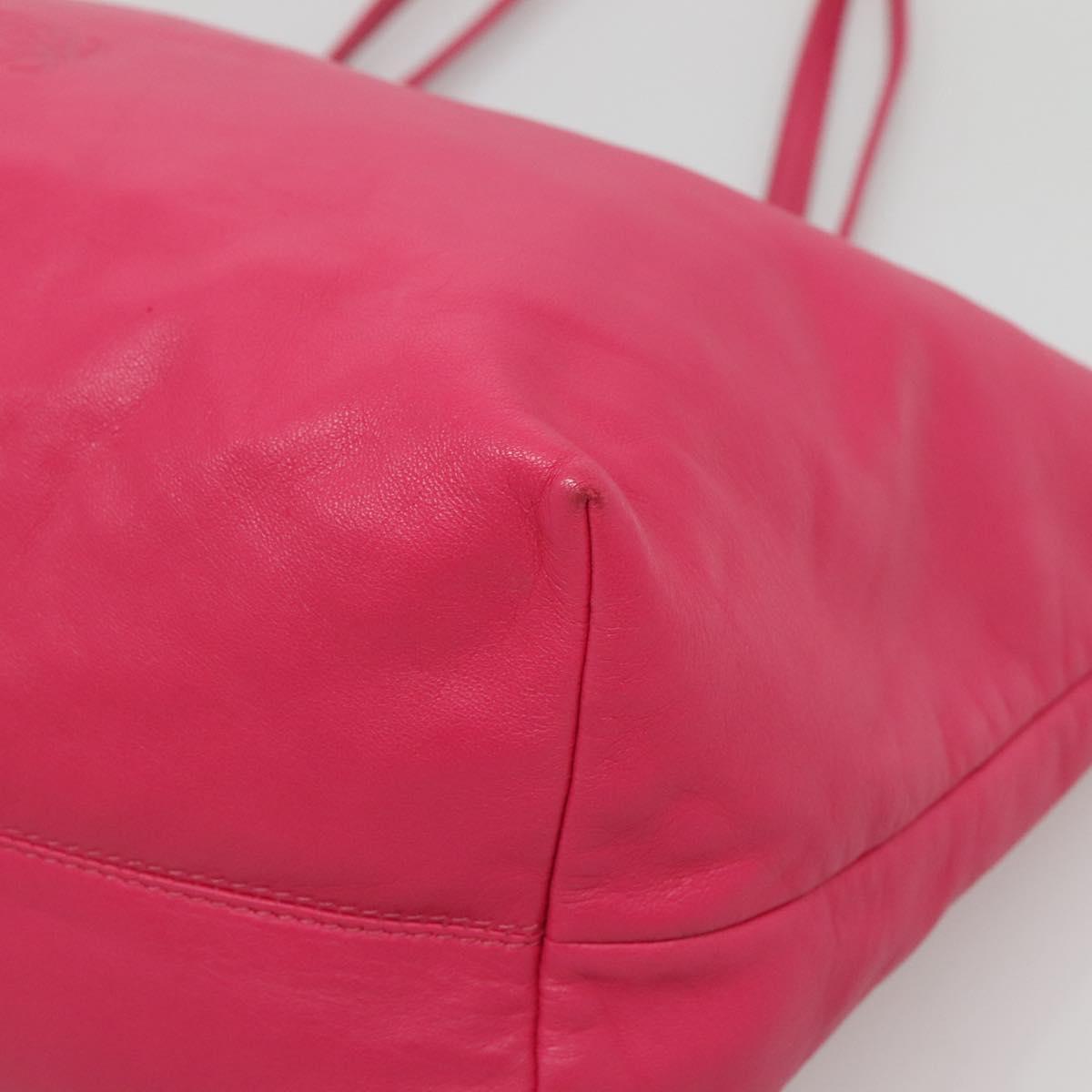LOEWE Anagram Tote Bag Leather Pink Silver Auth 141784