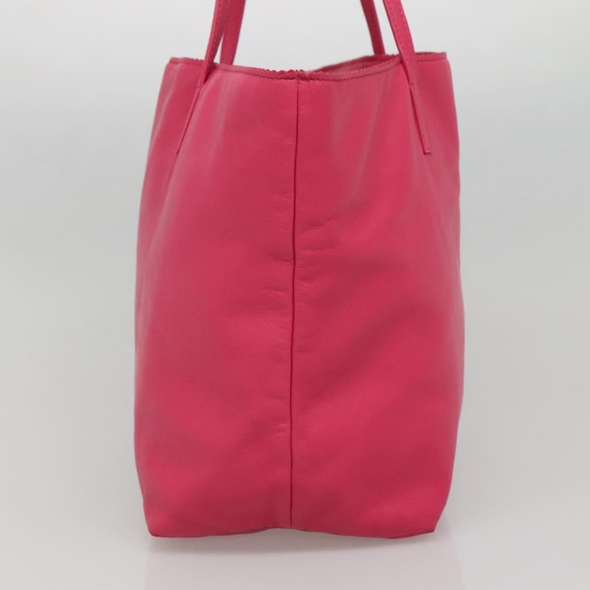 LOEWE Anagram Tote Bag Leather Pink Silver Auth 141784