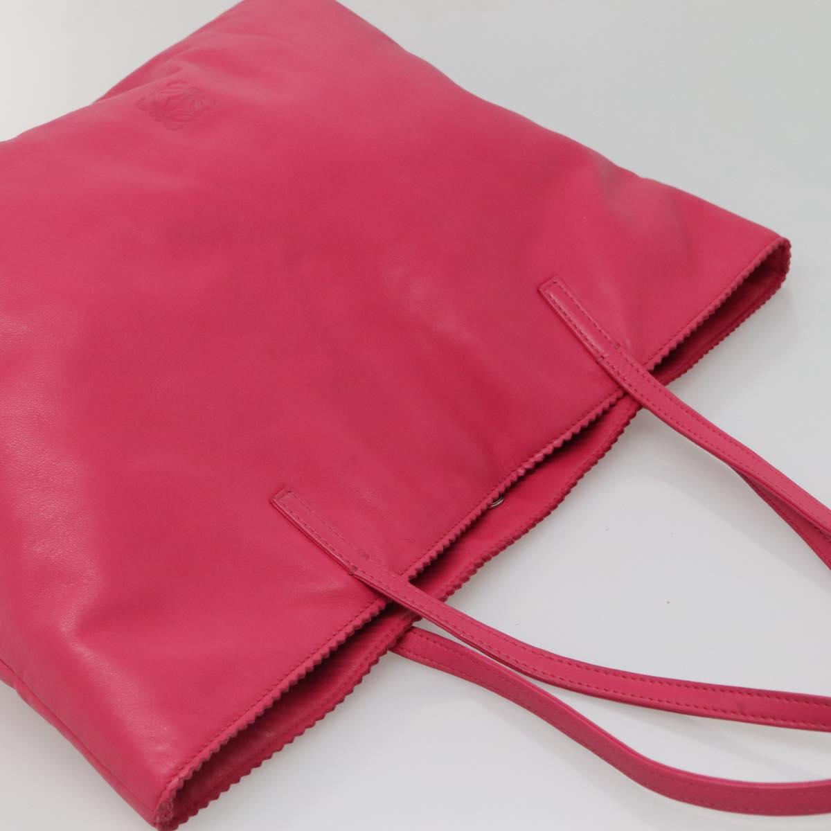 LOEWE Anagram Tote Bag Leather Pink Silver Auth 141784