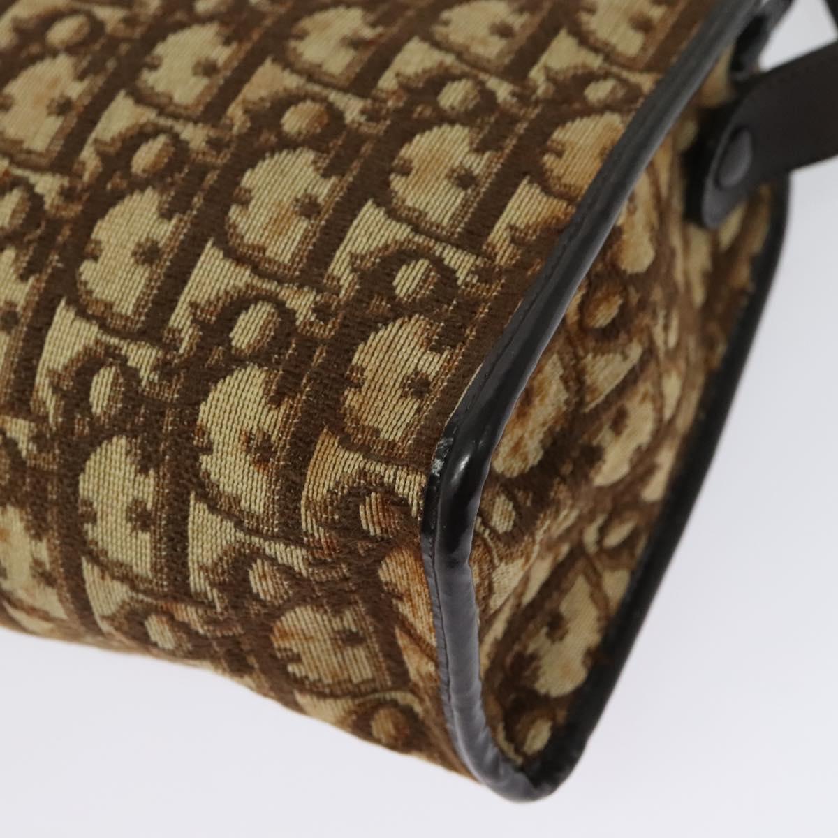 Christian Dior Trotter Canvas Shoulder Bag Brown Gold Auth 141785
